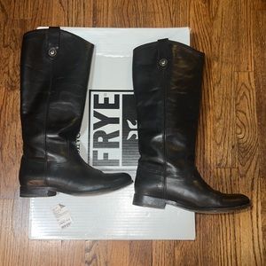 Frye Melissa Button Leather Knee Boots (EUC)